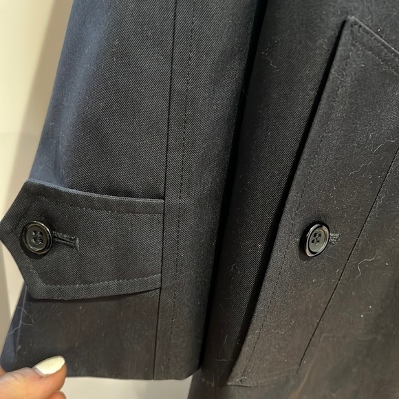 Burberrys Sz 10 Vintage Burberry Dark Navy Trench Coat with Wool Zipout Lining - Picture 4 of 16